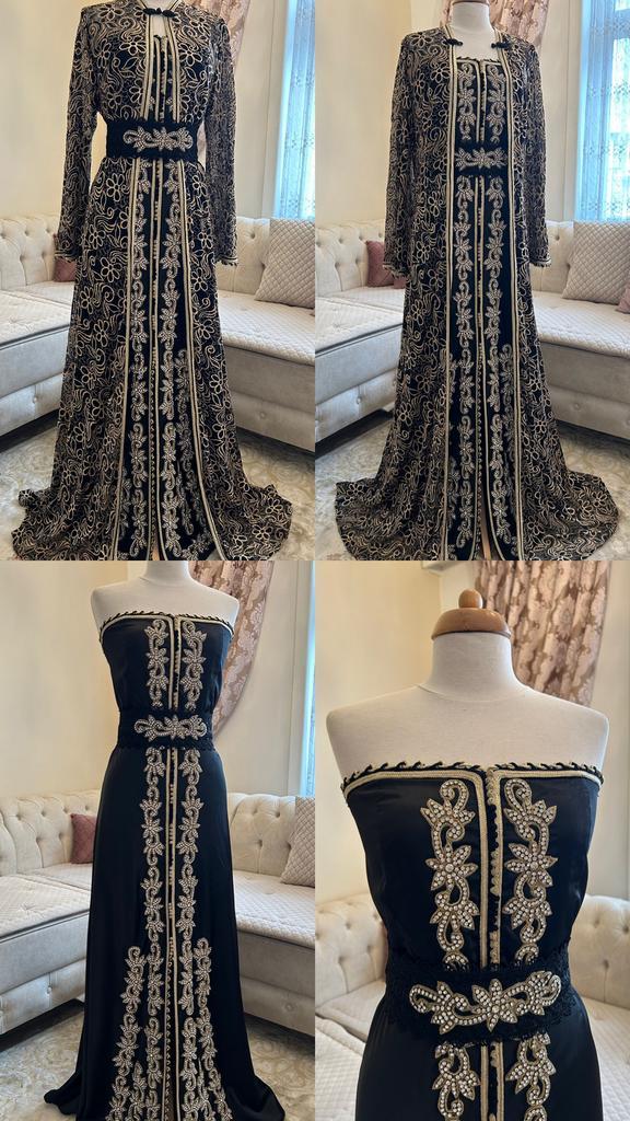 Caftan robe bustier, Kleding | Dames, Gelegenheidskleding, Zo goed als nieuw, Zwart, Ophalen