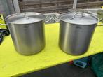 Inox kookpotten 2 stuks, Huis en Inrichting, Keuken | Potten en Pannen, Ophalen, Gebruikt, Inox, Kookpan of Snelkookpan