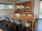 massief eiken eettafel & bijhorende eiken kast – topstaat, Huis en Inrichting, Ophalen, Zo goed als nieuw, Tijdloos