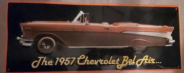 1957 Chevrolet Bel Air vintage sign, Ophalen, Zo goed als nieuw, Reclamebord