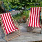 vintage strandstoelen, Jardin & Terrasse, Chaises longues, Enlèvement ou Envoi, Utilisé, Bois, Pliant