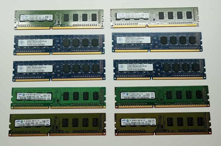 PC geheugen 2GB - 1Rx8 PC3 (10x), Computers en Software, RAM geheugen, Gebruikt, Desktop, 2 GB, Ophalen of Verzenden