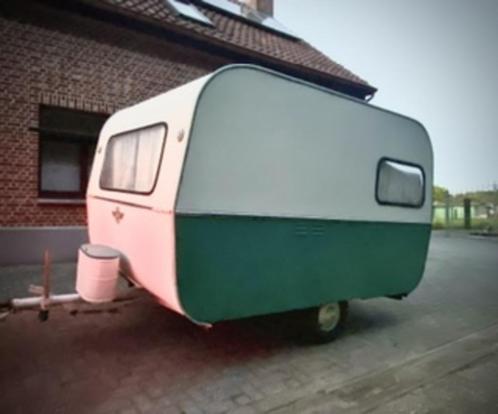 Retro caravan 750kg, Caravans en Kamperen, Caravans, Particulier, tot en met 4, 500 - 750 kg, Standaardzit, 2 aparte bedden, Koelkast