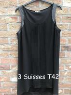3 Suisses robe en voile noir doublée T42, Noir, 3suisses, Porté, Taille 42/44 (L)