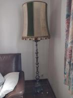 Staande lamp - voet in tin en perkamenten kap - H178cm, Ophalen, Zo goed als nieuw