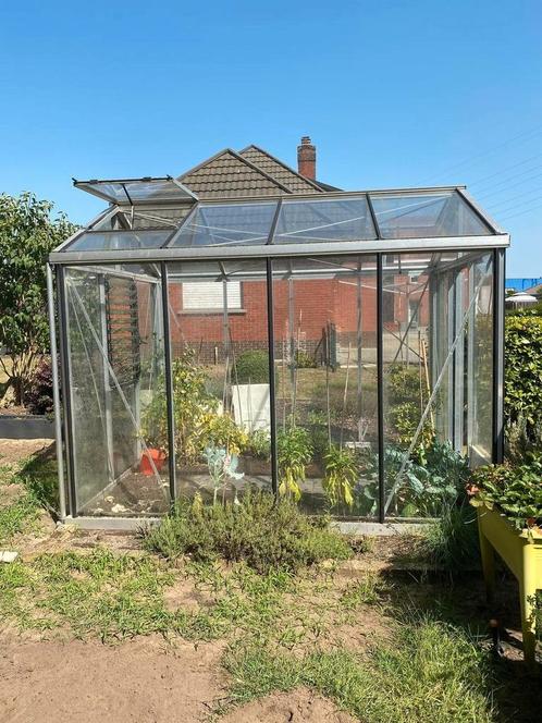 Zeer goed onderhouden serre met 2 dakramen., Tuin en Terras, Kassen, Zo goed als nieuw, Kweekkas, Aluminium, Glas, Ophalen