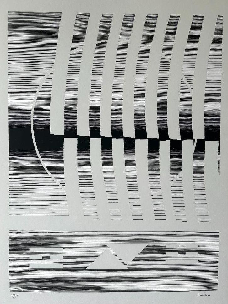 Michel SEUPHOR - Geometrie - Orig. lithografie - 75 x 55 cm, Antiek en Kunst, Kunst | Litho's en Zeefdrukken, Ophalen of Verzenden