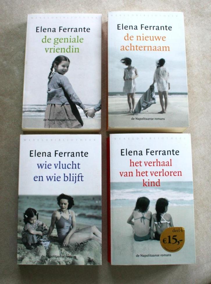 Elena Ferrante - De Napolitaanse romans (set van 4: 15 euro), Boeken, Literatuur, Gelezen, Ophalen of Verzenden
