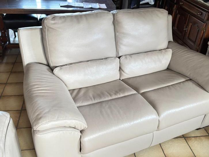 Lederen zetel 2 zit, Huis en Inrichting, Zetels | Zetels, Gebruikt, Rechte bank, Tweepersoons, Leer, Ophalen