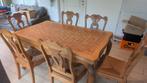 Antieke massieve eettafel met 6 stoelen, Huis en Inrichting, Tafels | Eettafels, Ophalen, Gebruikt, Eikenhout, 50 tot 100 cm