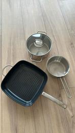 WMF pannen set; steelpan, soeppan en grilpan, Huis en Inrichting, Keuken | Potten en Pannen, Ophalen, Zo goed als nieuw