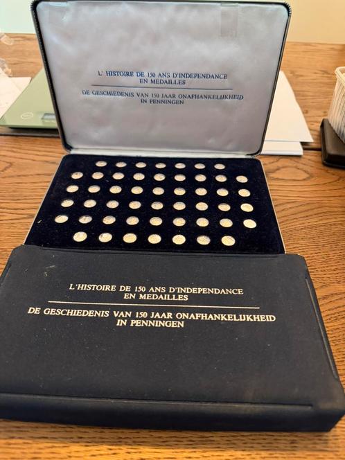 Zilveren penningen 150j onafhankelijkheid Belgie, Postzegels en Munten, Penningen en Medailles, Zilver, Ophalen of Verzenden