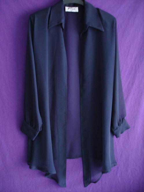 Doorzichtige overbloes met lange mouwen., Kleding | Dames, Blouses en Tunieken, Gedragen, Maat 42/44 (L), Blauw, Ophalen of Verzenden