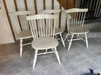 4 stoelen (massief!) wit gelakt met kussens, Huis en Inrichting, Stoelen, Ophalen, Gebruikt, Wit, Vier