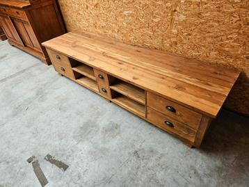 Groot massief teakhouten tv meubel 230,5cm beschikbaar voor biedingen
