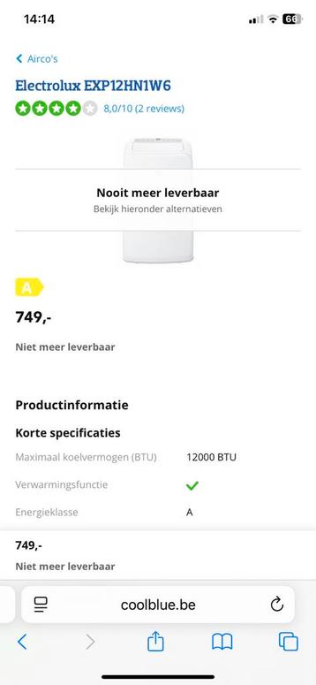 Mobiele airco verwarming electrolux beschikbaar voor biedingen