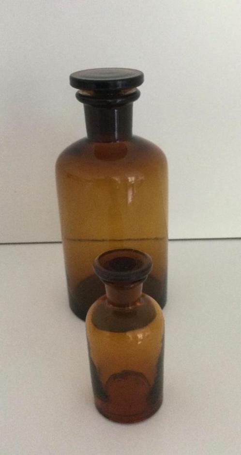 Set van 2 bruine Apothekersflessen  2€/set, Antiek en Kunst, Antiek | Glaswerk en Kristal, Ophalen