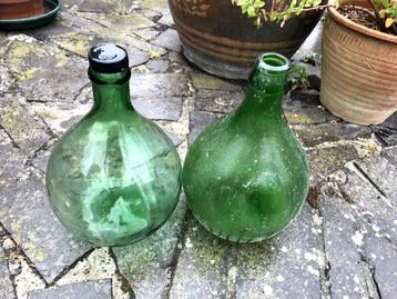 2x Dame Jeanne Wijnflessen – 10 Liter – Vintage & Decoratief beschikbaar voor biedingen