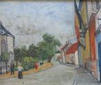 JOZEF VINCK / DORPSSTRAAT / OLIEVERF PANEEL / 38x44cm KADER, Ophalen of Verzenden