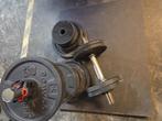 Verstelbare Dumbbellset 52kg Gietijzer Domyos, Sport en Fitness, Ophalen, Gebruikt, Borst, Halterschijven