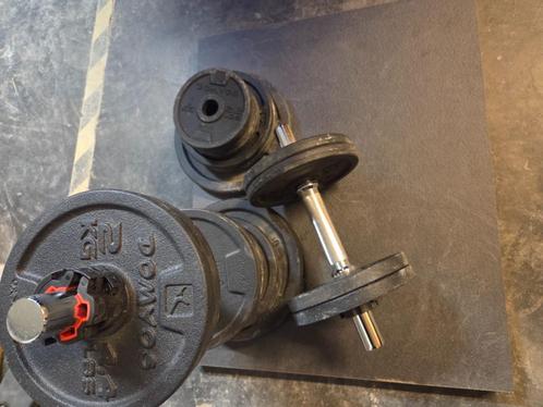 Verstelbare Dumbbellset 52kg Gietijzer Domyos, Sport en Fitness, Fitnessmaterialen, Gebruikt, Halterschijven, Armen, Borst, Ophalen