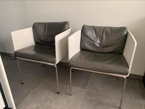 Design stoelen, Huis en Inrichting, Stoelen, Gebruikt, Twee, Leer, Wit, Ophalen