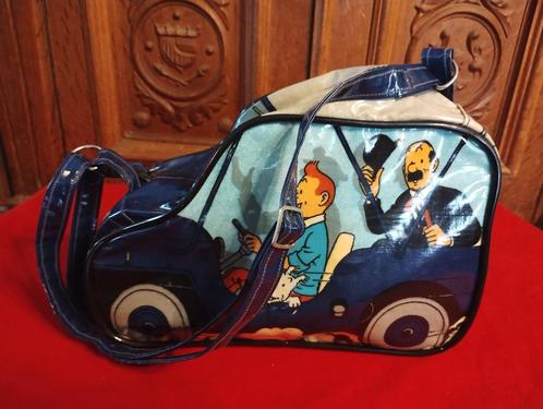 kuifje tintin herge ; sari fabric - blauwe jeep tas 1982, Verzamelen, Stripfiguren, Zo goed als nieuw, Gebruiksvoorwerp, Kuifje