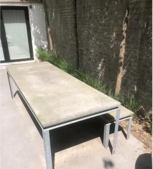design galva tuintafel + zitbank, Tuin en Terras, Tuintafels, Gebruikt, Ophalen