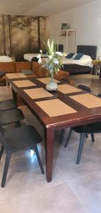 Zware massief hard houten tafel 200x90 78H, Gebruikt, Ophalen