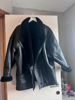 Zwarte leren jas met wol, Kleding | Dames, Zwart, Maat 42/44 (L), Nieuw, Ophalen