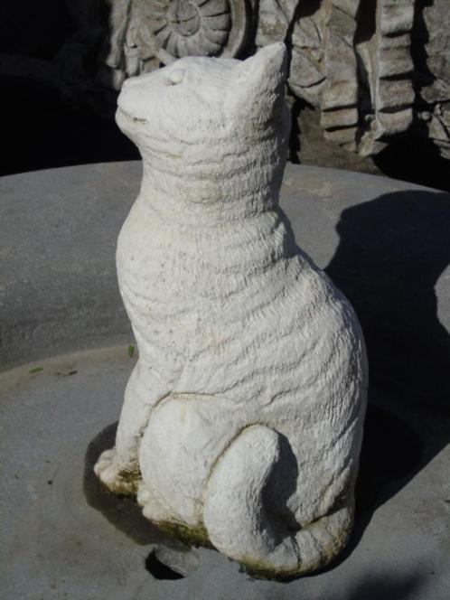 Een kat met een stenen zijkop, geweldige prijs!, Tuin en Terras, Tuinbeelden, Zo goed als nieuw, Dierenbeeld, Steen, Ophalen