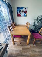 Table extensible avec 6 chaises, Ophalen, Gebruikt, 100 tot 150 cm, Eikenhout