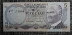 Bankbiljet 5 Lira Turkije 1976 UNC, Setje, Ophalen of Verzenden, Overige landen