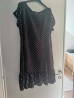 Zwarte jurk met witte bollen, kapmouwtje maat 44, Enlèvement ou Envoi, Comme neuf, Taille 42/44 (L)