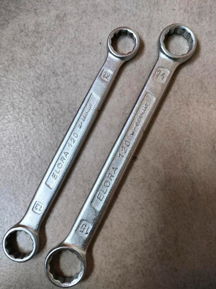 Elora 120 platte Ringsleutels 12/13 en 14/15, Auto diversen, Autogereedschap, Zo goed als nieuw, Ophalen of Verzenden