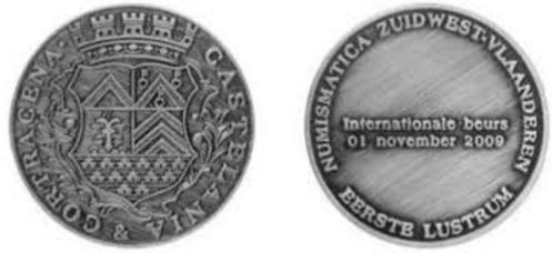 penningen  CASTELANIA & CORTRACENA 2009, Postzegels en Munten, Penningen en Medailles, Ophalen of Verzenden