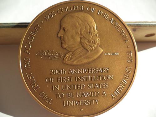 200e Anniversary Philadelphia University '79 Bronze FRANKLIN, Timbres & Monnaies, Pièces & Médailles, Enlèvement ou Envoi