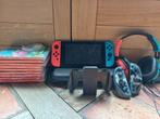 Nintendo Switch uitstekende staat met accessoires en 9 games, Ophalen of Verzenden, Switch Original, Met 3 controllers of meer