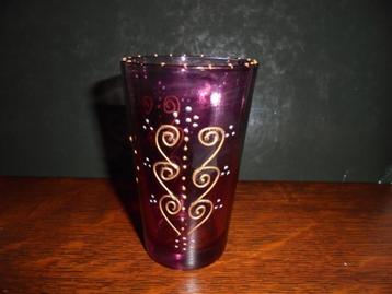 ANCIEN VERRE "Peint à la main "Col.MAUVE - NEUF beschikbaar voor biedingen