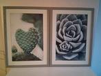 Set van 2 kaders met poster, Huis en Inrichting, Woonaccessoires | Lijsten, Ophalen, Zo goed als nieuw, Hout
