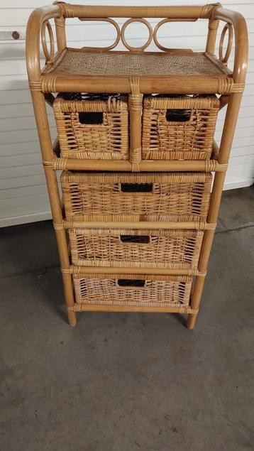 Meuble à tiroirs en rotin vintage, Enlèvement
