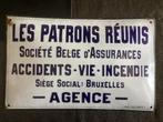 Prachtige emailleplaat - Les Patrons Reunis Societe Belge -, Ophalen of Verzenden