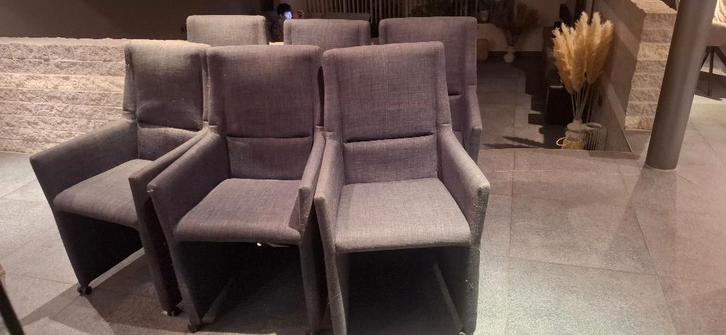 6 zeteltjes, Huis en Inrichting, Stoelen, Gebruikt, Vijf, Zes of meer stoelen, Stof, Grijs, Ophalen