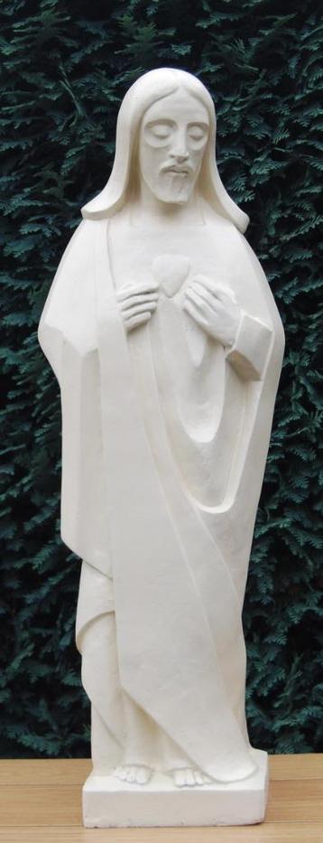 Art deco stijl Jezusbeeld door Hildebert Derre, 90 cm hoog
