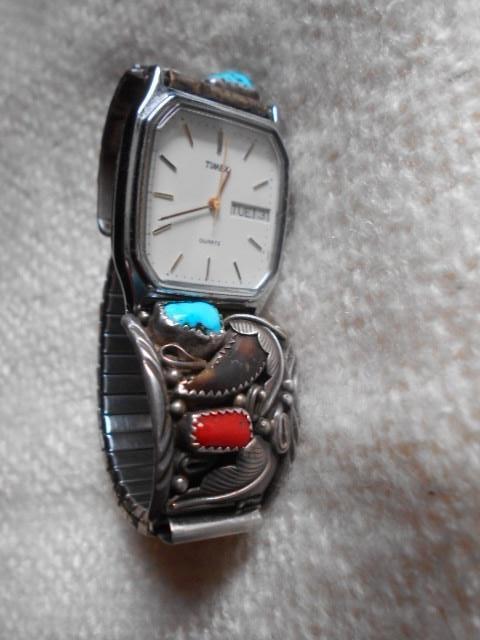 native american silver, timex uurwerk, Handtassen en Accessoires, Horloges | Dames, Zo goed als nieuw, Polshorloge, Overige merken