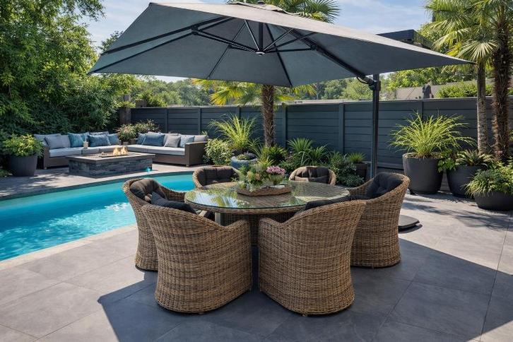 Laatste tuinset met 6 of 8 stoelen extra korting erg stevig, Tuin en Terras, Tuinmeubel-accessoires, Nieuw, Ophalen