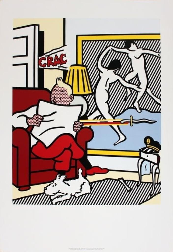 Roy Lichtenstein: Poster - Tintin reading, Antiek en Kunst, Kunst | Litho's en Zeefdrukken, Ophalen of Verzenden