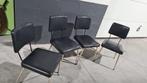 Vier stoelen, volledig metalen frame, skai zit en rug., Huis en Inrichting, Ophalen, Gebruikt, Zwart, Vier