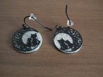 Oorbellen met katten (kleuren zwart en zilver), Overige materialen, Hangers, Verzenden, Zwart