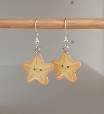 Zilverkleurige oorbellen met sterretje, handgemaakt, nieuw! beschikbaar voor biedingen